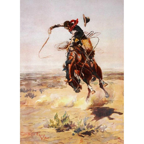 A Bad Hoss, 1904 Black Modern Wood Framed Art Print by Russell, Charles M.