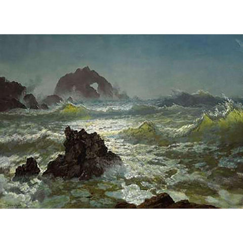 Seal Rock, California White Modern Wood Framed Art Print by Bierstadt, Albert