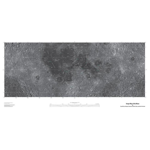 Map of the Moon, Projection White Modern Wood Framed Art Print by United States Geological Survey