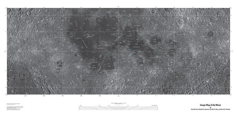 Map of the Moon, Projection White Modern Wood Framed Art Print with Double Matting by United States Geological Survey