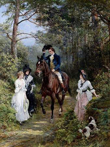 The Meeting in the Forest, 1903 Black Ornate Wood Framed Art Print with Double Matting by Hardy, Heywood