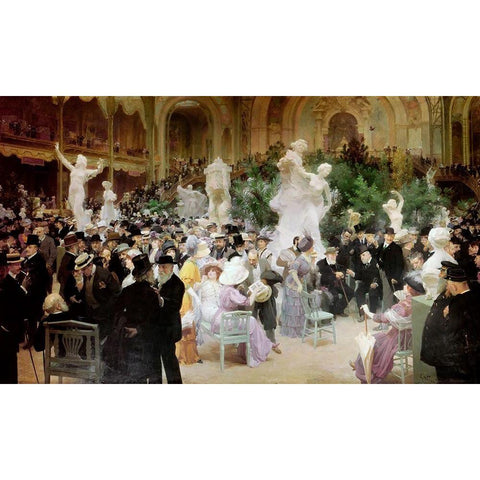 Friday at the French Artists Salon, 1911 Black Modern Wood Framed Art Print with Double Matting by Grun, Jules-Alexandre