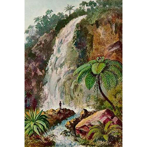 Wasserfall von TjiburMaps Am Vulkan Pangerango in Java Black Modern Wood Framed Art Print with Double Matting by Haeckel, Ernst
