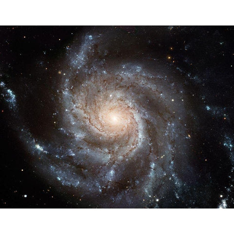 Messier 101 (M101) Black Modern Wood Framed Art Print with Double Matting by NASA