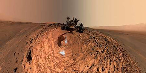 Curiosity Self-Portrait at Buckskin Drilling Site on Mount Sharp Black Ornate Wood Framed Art Print with Double Matting by Curiosity