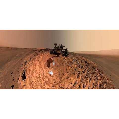 Curiosity Self-Portrait at Buckskin Drilling Site on Mount Sharp Gold Ornate Wood Framed Art Print with Double Matting by Curiosity