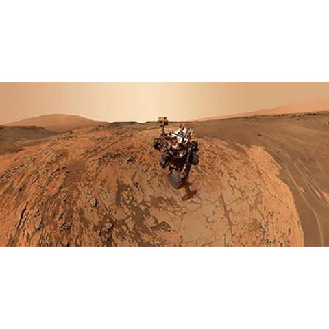 Curiosity Self-Portrait at Mojave Site on Mount Sharp Black Modern Wood Framed Art Print with Double Matting by Curiosity
