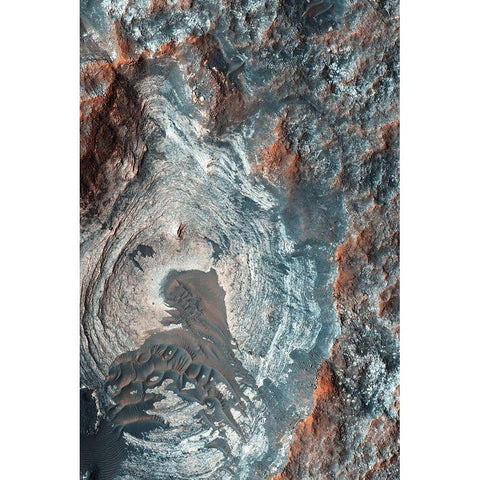 Mars HiRISE - Surface Layers and Dark Dunes Black Modern Wood Framed Art Print by NASA