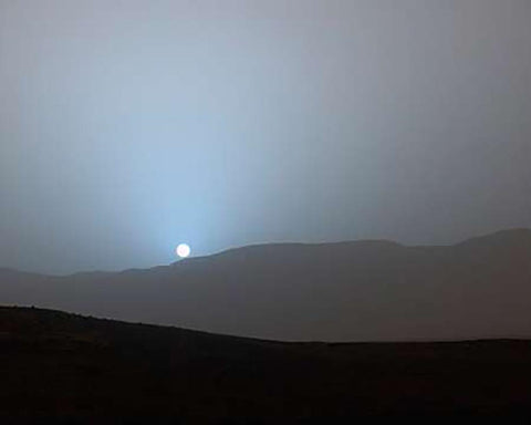 Martian Sunset in Gale Crater, April 15, 2015 White Modern Wood Framed Art Print with Double Matting by Curiosity