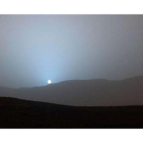 Martian Sunset in Gale Crater, April 15, 2015 Gold Ornate Wood Framed Art Print with Double Matting by Curiosity