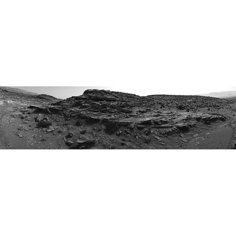 Mars Gale Crater - Panoramic Mosaic, July 17, 2015 Gold Ornate Wood Framed Art Print with Double Matting by NASA