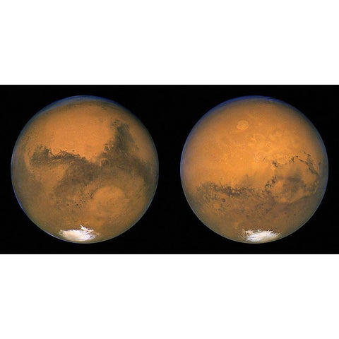 Two Sides of Mars, Aug. 23, 2003 White Modern Wood Framed Art Print by NASA