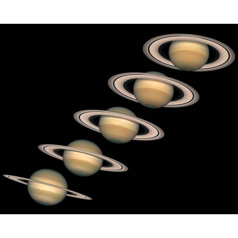 Views of Saturn, 1996-2000 Gold Ornate Wood Framed Art Print with Double Matting by NASA