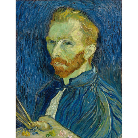 Self-Portrait, 1889 Gold Ornate Wood Framed Art Print with Double Matting by Van Gogh, Vincent