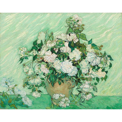 Roses, 1890 White Modern Wood Framed Art Print by Van Gogh, Vincent