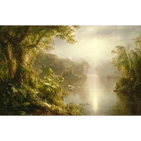 El Rio de Luz (The River of Light), 1877 Black Modern Wood Framed Art Print with Double Matting by Church, Frederic Edwin