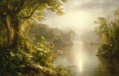 El Rio de Luz (The River of Light), 1877 White Modern Wood Framed Art Print with Double Matting by Church, Frederic Edwin