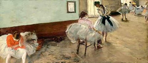 The Dance Lesson, c. 1879 Black Ornate Wood Framed Art Print with Double Matting by Degas, Edgar