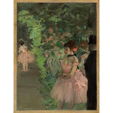 Dancers Backstage, 1876/1883 Gold Ornate Wood Framed Art Print with Double Matting by Degas, Edgar