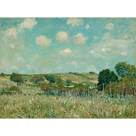 Meadow, 1875 Gold Ornate Wood Framed Art Print with Double Matting by Sisley, Alfred