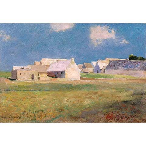 Breton Village, 1890 White Modern Wood Framed Art Print by Redon, Odilon