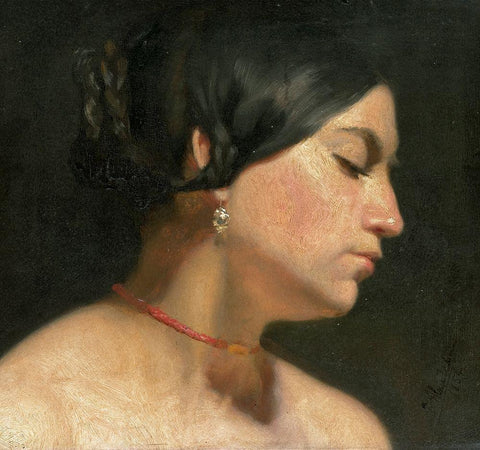 Maria Magdalena, 1854 Black Ornate Wood Framed Art Print with Double Matting by Alma-Tadema, Sir Lawrence