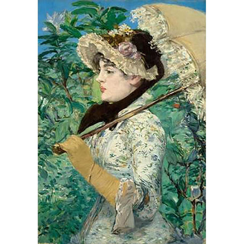 Le Printemps (Jeanne Demarsy) Black Modern Wood Framed Art Print with Double Matting by Manet, Edouard