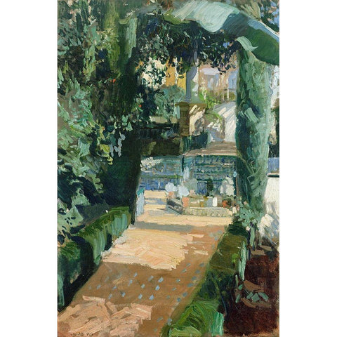 Court of the Dances, Alcazar, Sevilla Black Modern Wood Framed Art Print by Bastida, Joaquin Sorolla y