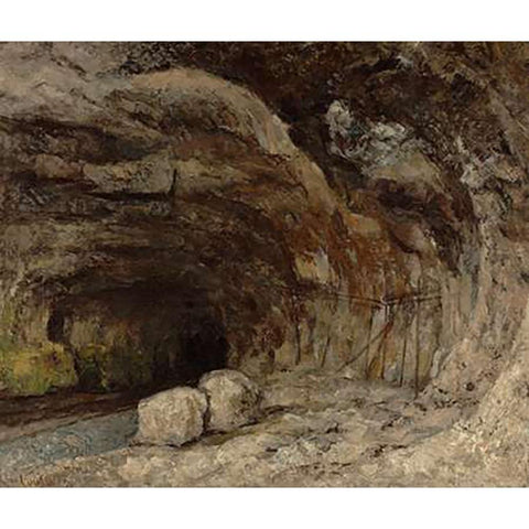 Grotto of Sarrazine near Nans-sous-Sainte-Anne Black Modern Wood Framed Art Print with Double Matting by Courbet, Gustave