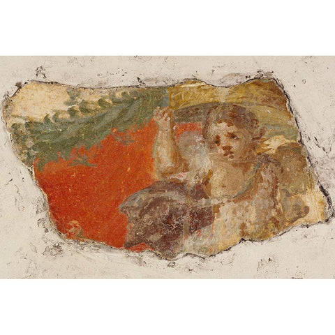 Fresco Fragment Black Modern Wood Framed Art Print with Double Matting by Artisan, Unknown 1st Century Roman