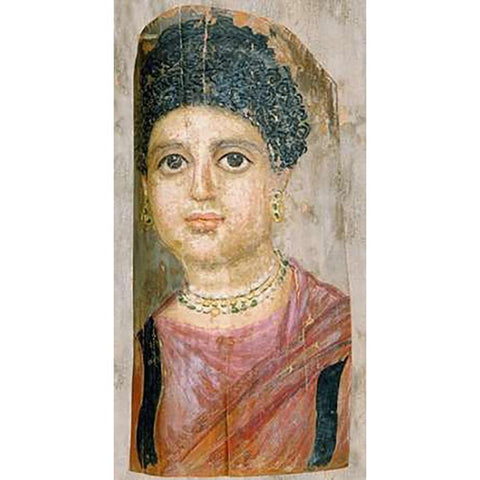 Mummy Portrait Gold Ornate Wood Framed Art Print with Double Matting by Malibu Painter