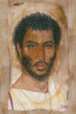 Mummy Portrait of a Bearded Man White Modern Wood Framed Art Print with Double Matting by Artisan, Unknown 2nd Century Romano-Egyptian