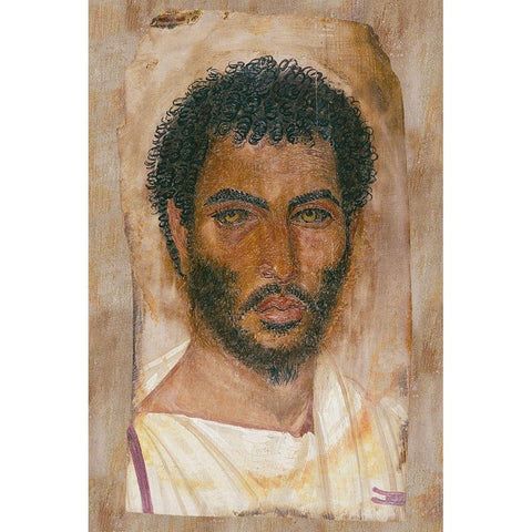 Mummy Portrait of a Bearded Man Black Modern Wood Framed Art Print by Artisan, Unknown 2nd Century Romano-Egyptian