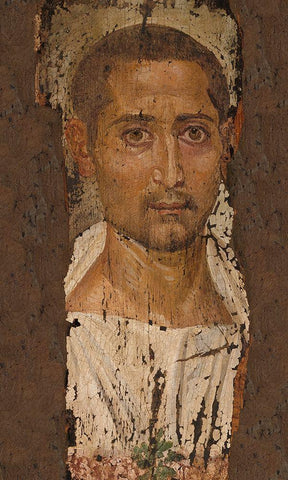 Mummy Portrait of a Bearded Man Black Ornate Wood Framed Art Print with Double Matting by Artisan, Unknown 3rd Century Romano-Egyptian