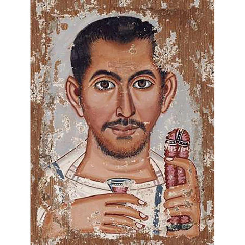 Mummy Portrait of a Bearded Man White Modern Wood Framed Art Print by Brooklyn Painter