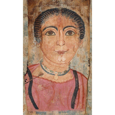 Mummy Portrait of a Woman Black Modern Wood Framed Art Print with Double Matting by Artisan, Unknown 2nd Century Romano-Egyptian