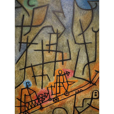 Conquest of the Mountain, 1939 White Modern Wood Framed Art Print by Klee, Paul
