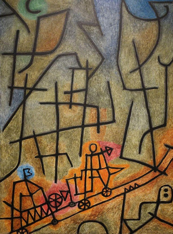 Conquest of the Mountain, 1939 Black Ornate Wood Framed Art Print with Double Matting by Klee, Paul