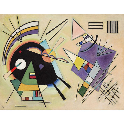 Black and Violet, 1923 Black Modern Wood Framed Art Print with Double Matting by Kandinsky, Wassily