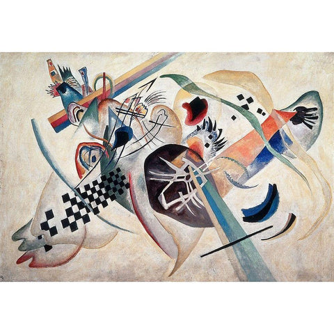 Composition 224 (On White), 1920 Black Modern Wood Framed Art Print with Double Matting by Kandinsky, Wassily