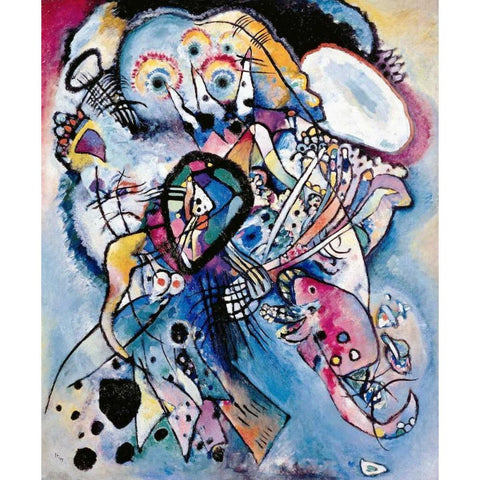 Two Ovals, 1919 White Modern Wood Framed Art Print by Kandinsky, Wassily