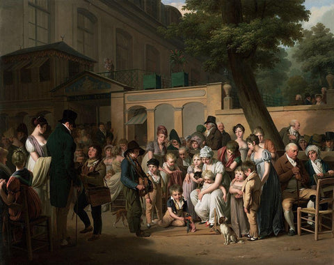 Entrance to the Jardin Turc White Modern Wood Framed Art Print with Double Matting by Boilly, Louis Leopold