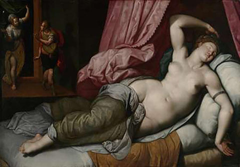 Paris Being Admitted to the Bedchamber of Helen Black Ornate Wood Framed Art Print with Double Matting by De Backer, Jacob