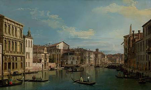 The Grand Canal in Venice from Palazzo Flangini to Campo San Marcuola Black Ornate Wood Framed Art Print with Double Matting by Canaletto