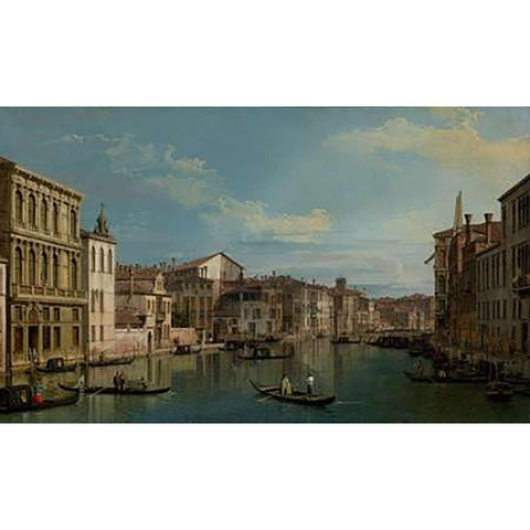 The Grand Canal in Venice from Palazzo Flangini to Campo San Marcuola Black Modern Wood Framed Art Print with Double Matting by Canaletto