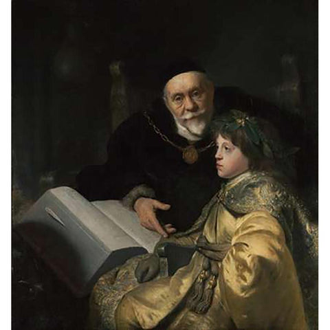 Prince Charles Louis of the Palatinate with his Tutor Wolrad von Plessen in Historical Dress Black Modern Wood Framed Art Print with Double Matting by Lievens, Jan