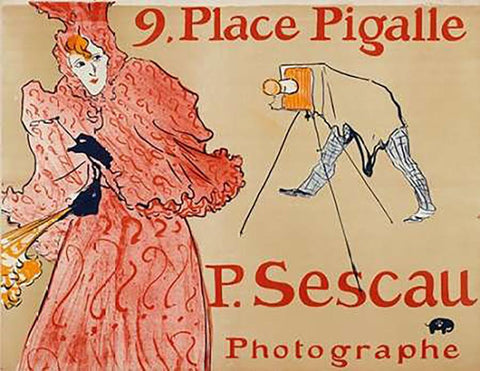 Sescau Photographe Black Ornate Wood Framed Art Print with Double Matting by De Toulouse-Lautrec, Henri