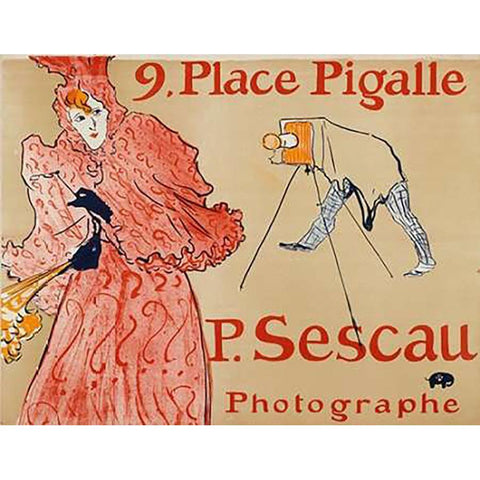 Sescau Photographe Gold Ornate Wood Framed Art Print with Double Matting by De Toulouse-Lautrec, Henri