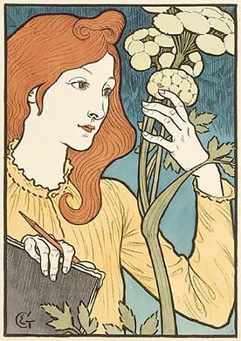 Salon des Cent White Modern Wood Framed Art Print with Double Matting by Grasset, Eugene Samuel