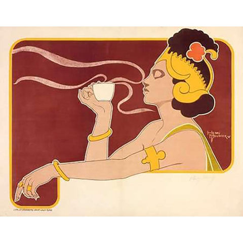 Rajah Black Modern Wood Framed Art Print with Double Matting by Meunier, Henri Georges Jean Isidore